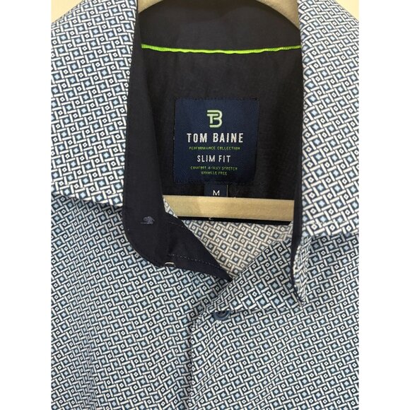 Tom Baine Mens Dress Shirt Wrinkle Free Medium Slim Fit 15 -15.5 Blue - Picture 2 of 7